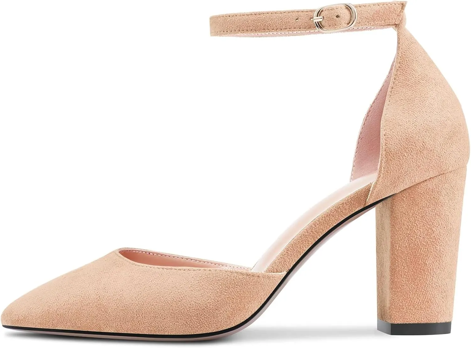 Castamere Women Chunky Block High Heel Pointed Toe Pumps Ankle Strap Buckle Wedding Party Sexy 3.3 Inches Heels
