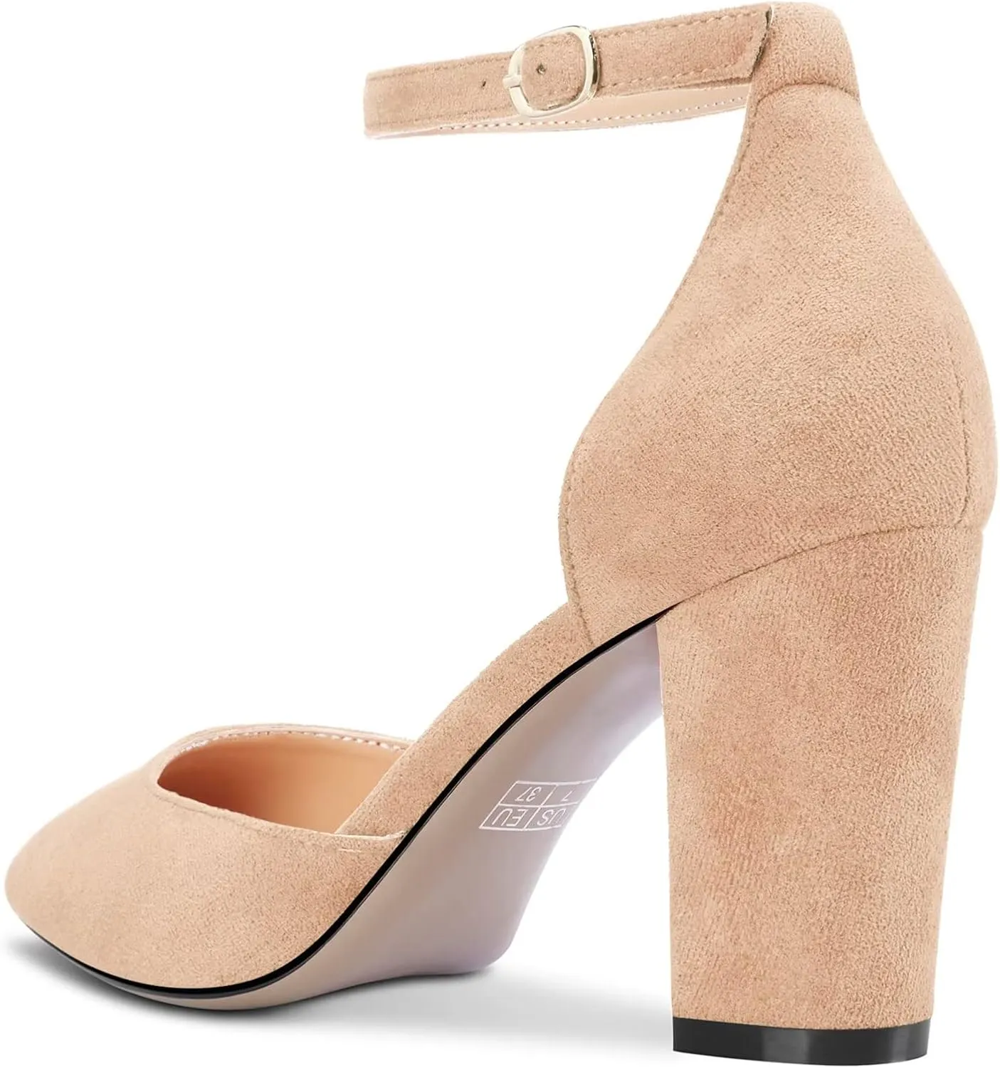 Castamere Women Chunky Block High Heel Pointed Toe Pumps Ankle Strap Buckle Wedding Party Sexy 3.3 Inches Heels