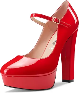Castamere Women Chunky Block High Platform Heel Round Toe Ankle Strap Mary Jane Buckle Wedding Dress Shoes