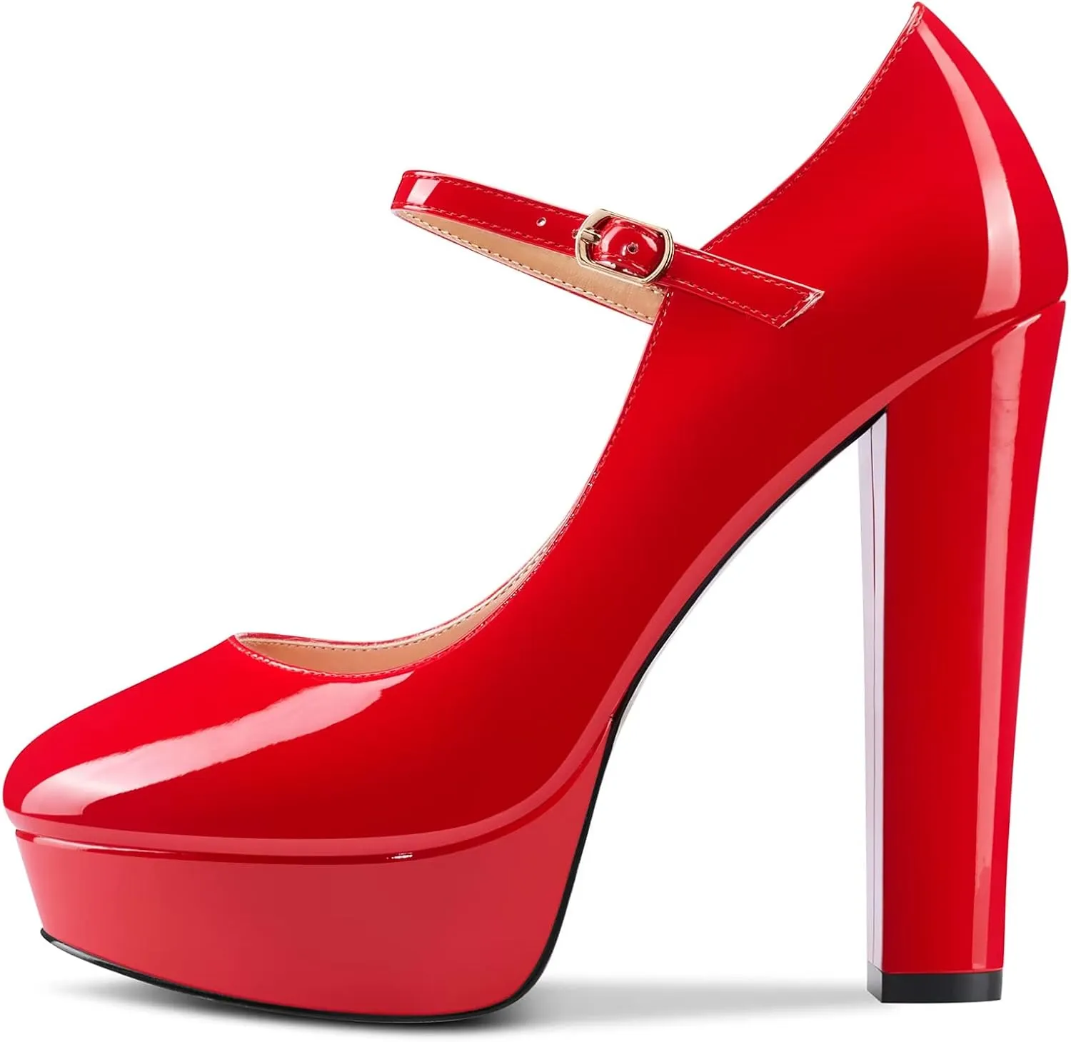 Castamere Women Chunky Block High Platform Heel Round Toe Ankle Strap Mary Jane Buckle Wedding Dress Shoes