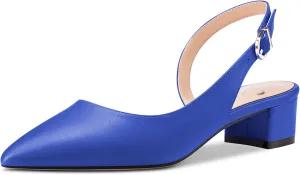Castamere Women Chunky Block Low Kitten Heel Pointed Toe Slingback Pumps Classic Cute Party Office 1.4 Inches Heels