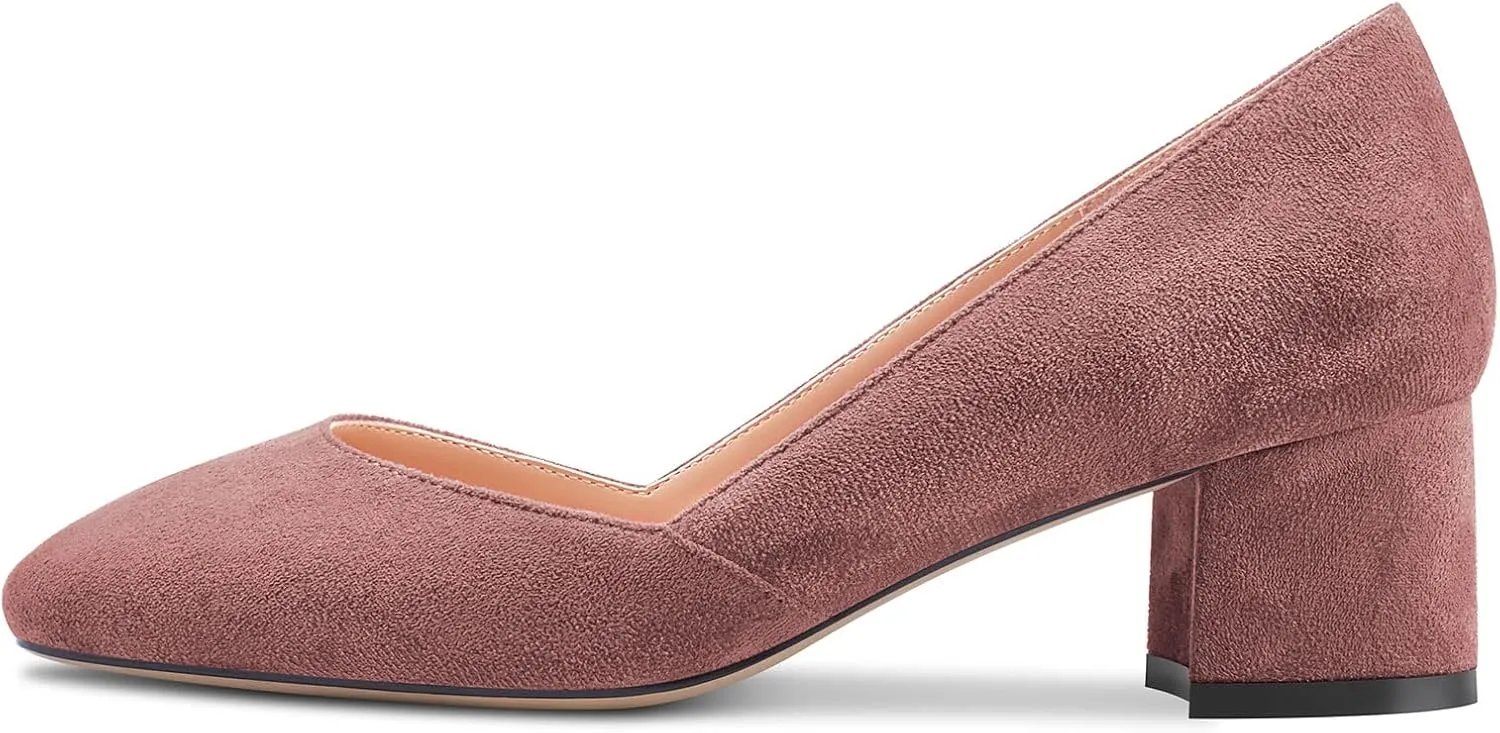 Castamere Women Low Chunky Block Heel Close Square Toe Slip-on Dress Pumps Classic Cute Wedding 2.0 Inches Heels