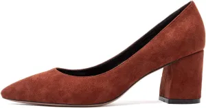 Castamere Womens Chunky Block Heels Pointed Toe Slip-on Mid-Heel Leather Lining Pumps 6CM