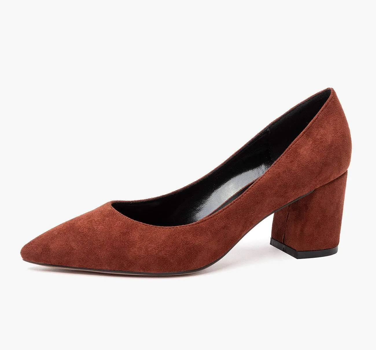 Castamere Womens Chunky Block Heels Pointed Toe Slip-on Mid-Heel Leather Lining Pumps 6CM