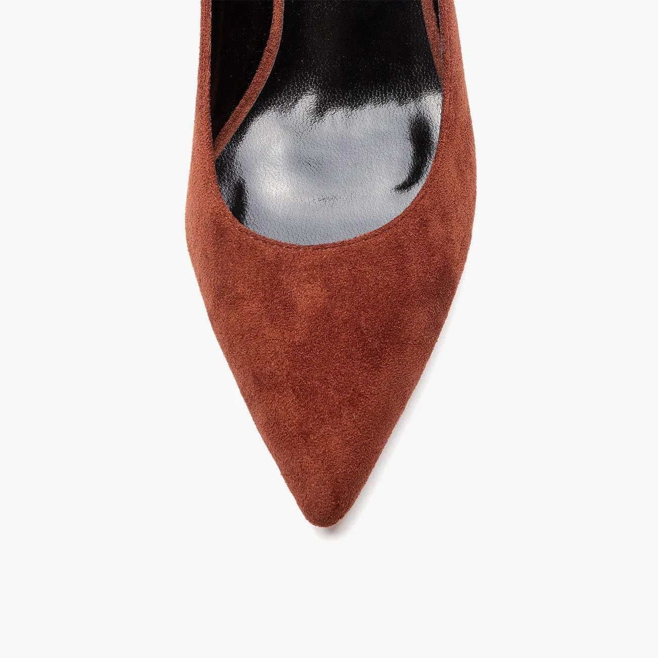 Castamere Womens Chunky Block Heels Pointed Toe Slip-on Mid-Heel Leather Lining Pumps 6CM