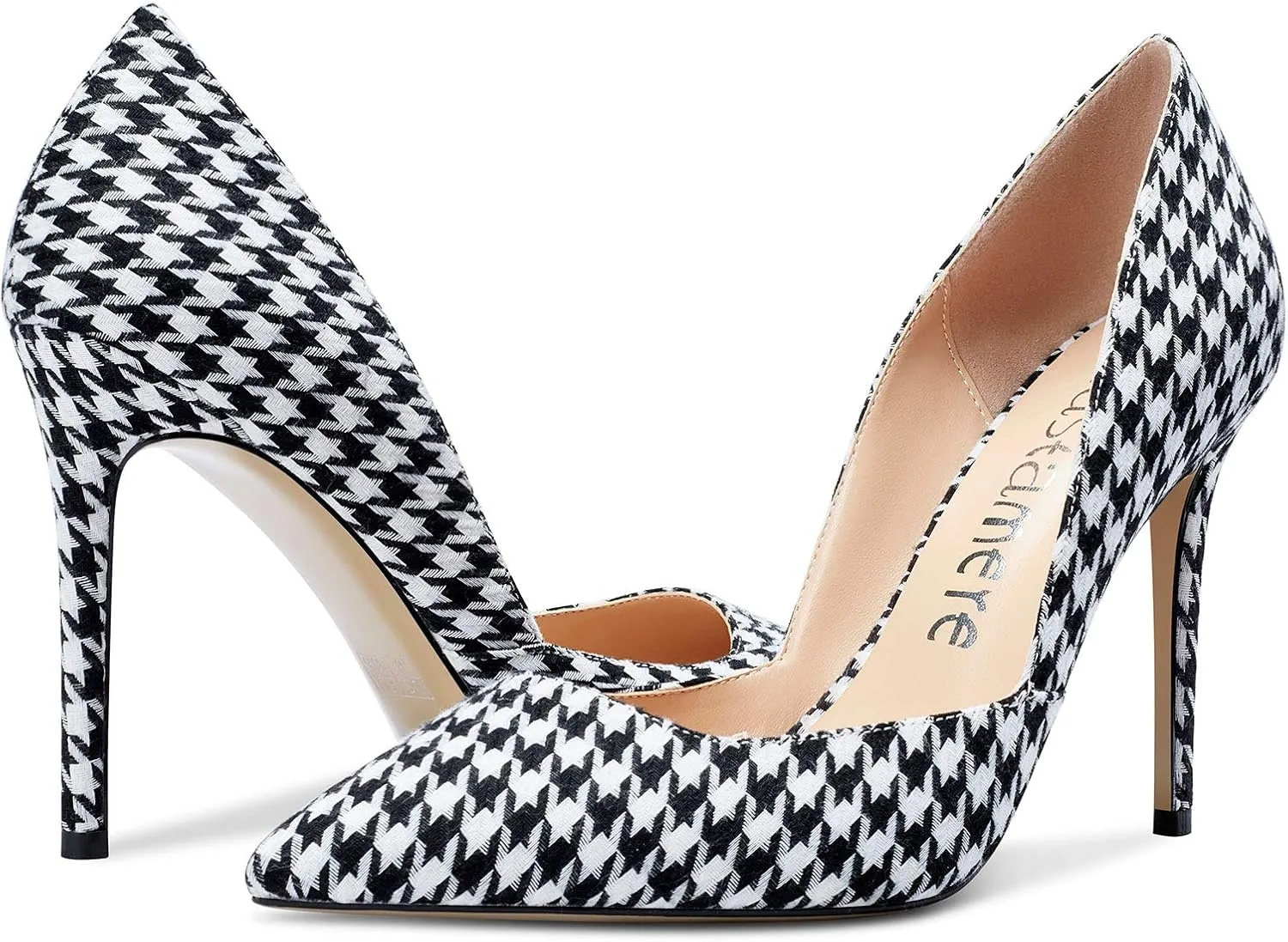 Castamere Womens D'Orsay Slip On High Heels Pumps Elegant Pointy Toe Stilettos 10CM Heel Shoes
