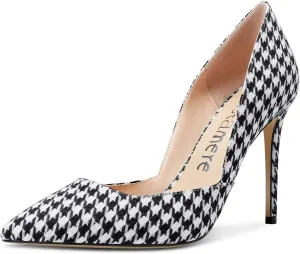 Castamere Womens D'Orsay Slip On High Heels Pumps Elegant Pointy Toe Stilettos 10CM Heel Shoes