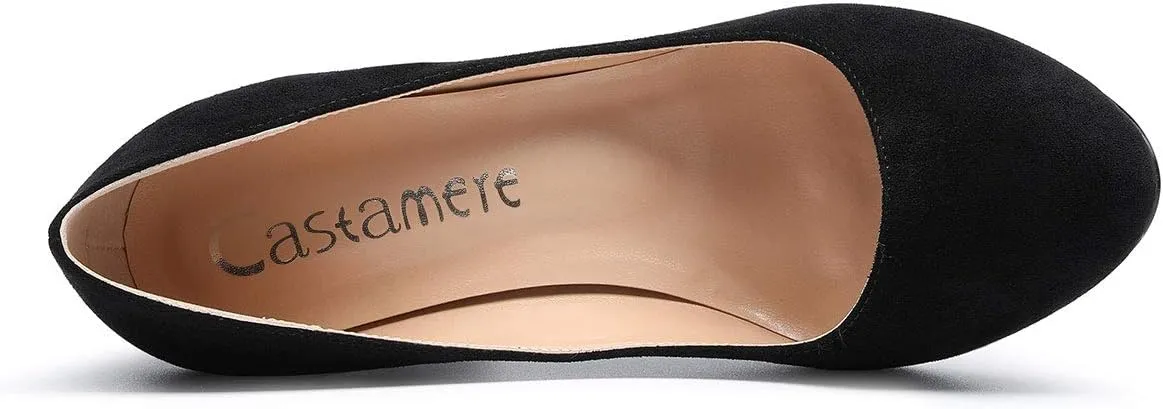 Castamere Women's High Heels Round Toe Slip-On Pumps Block Heel 8CM