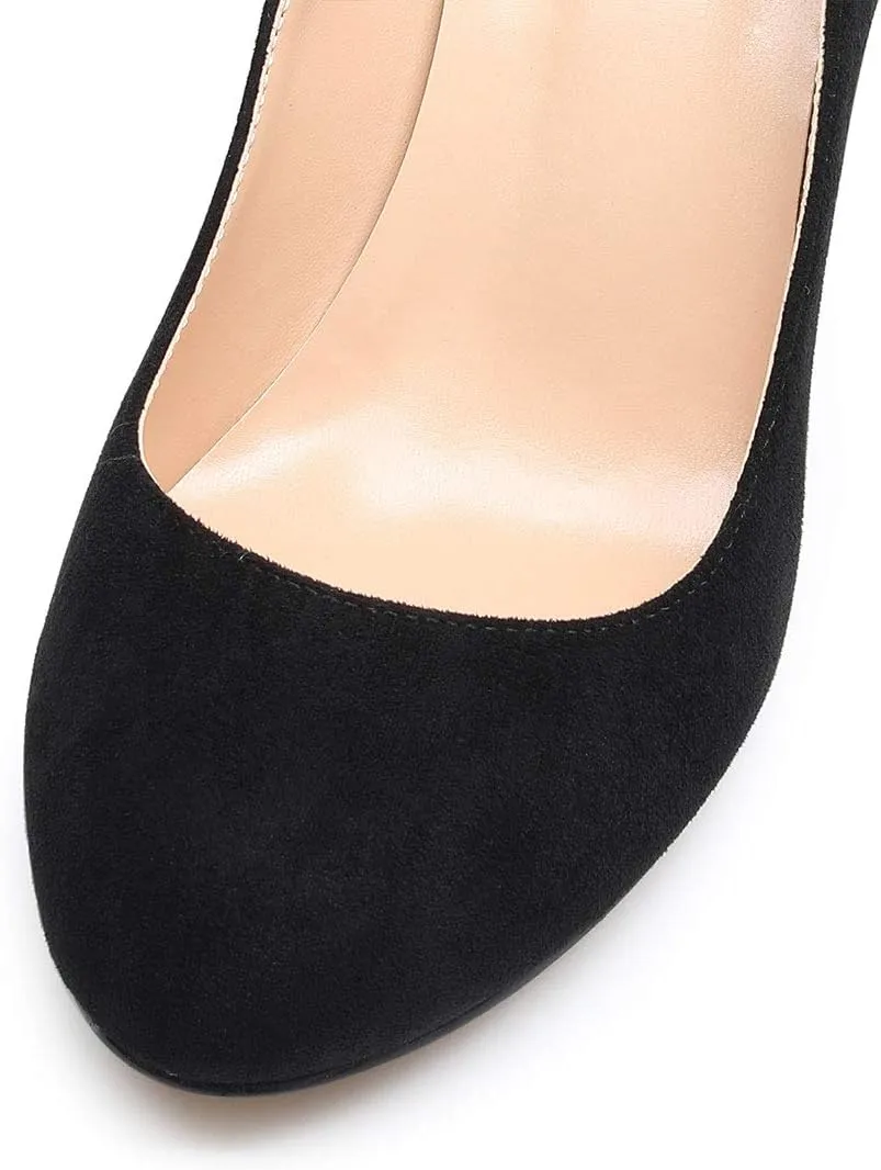 Castamere Women's High Heels Round Toe Slip-On Pumps Block Heel 8CM