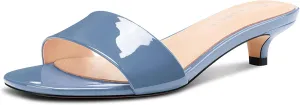 Castamere Womens Low Kitten Heel Open Toe Mule Heels Casual Dress Prom Slip-on Sandals 1.4 Inches Heels