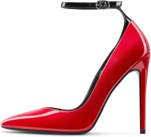 Castamere Womens Sexy Ankle Strap High Heels Pumps Elegant Pointy Toe Stilettos 12CM Heel Shoes