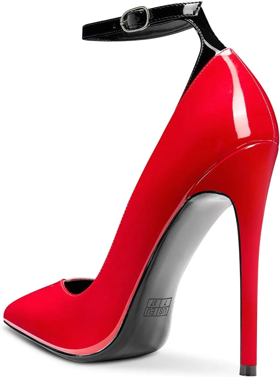 Castamere Womens Sexy Ankle Strap High Heels Pumps Elegant Pointy Toe Stilettos 12CM Heel Shoes