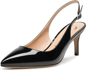 Castamere Womens Slingback Slip-on Kitten Heels Ankle-Strap Pumps Pointed Toe Sandals 6.5CM Stiletto Heel Pump