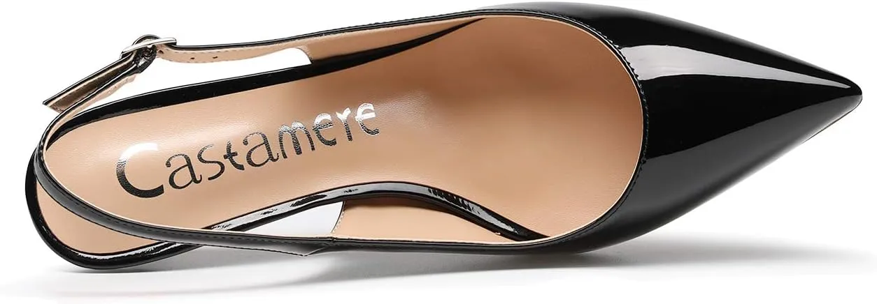 Castamere Womens Slingback Slip-on Kitten Heels Ankle-Strap Pumps Pointed Toe Sandals 6.5CM Stiletto Heel Pump