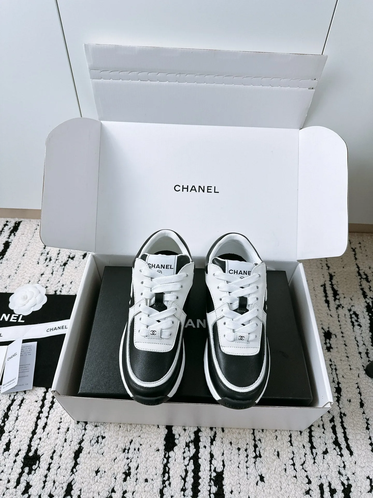 CC Sneaker 35mm In Black Mix White Soft Cowhide 144704