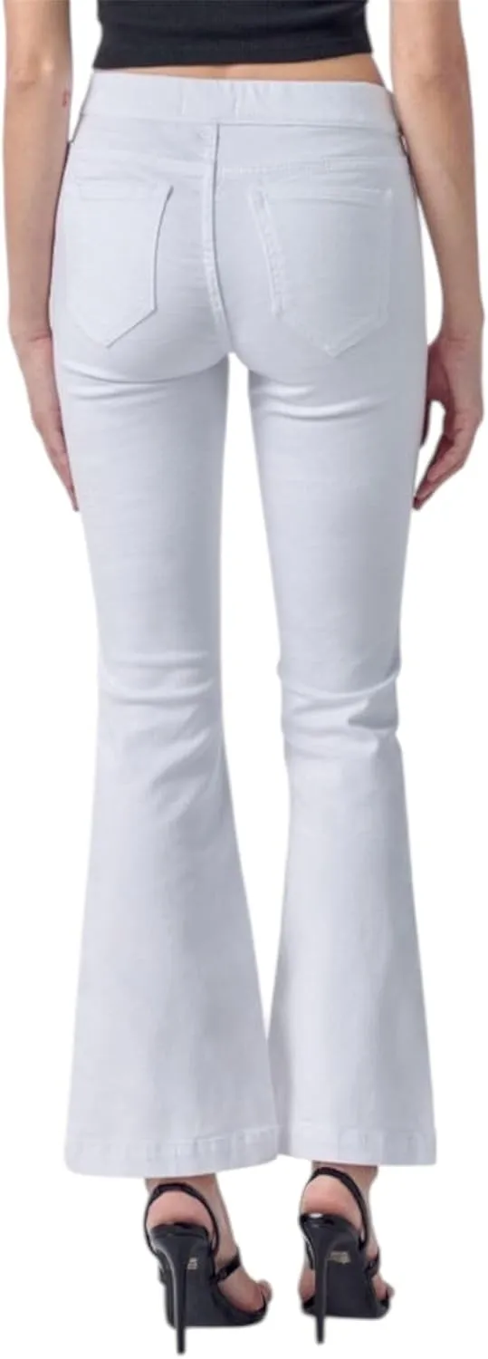 Cello Jeans Women's Mid Rise Comfort Stretch Pull On Flare Jeggings