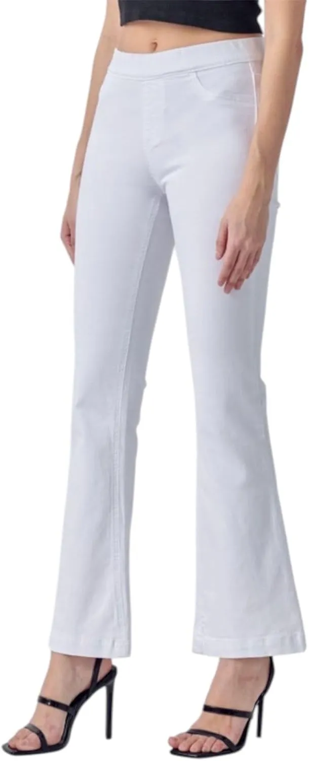 Cello Jeans Women's Mid Rise Comfort Stretch Pull On Flare Jeggings