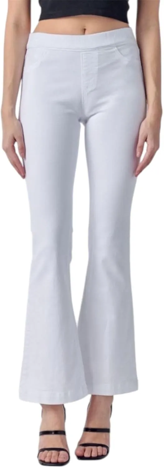 Cello Jeans Women's Mid Rise Comfort Stretch Pull On Flare Jeggings
