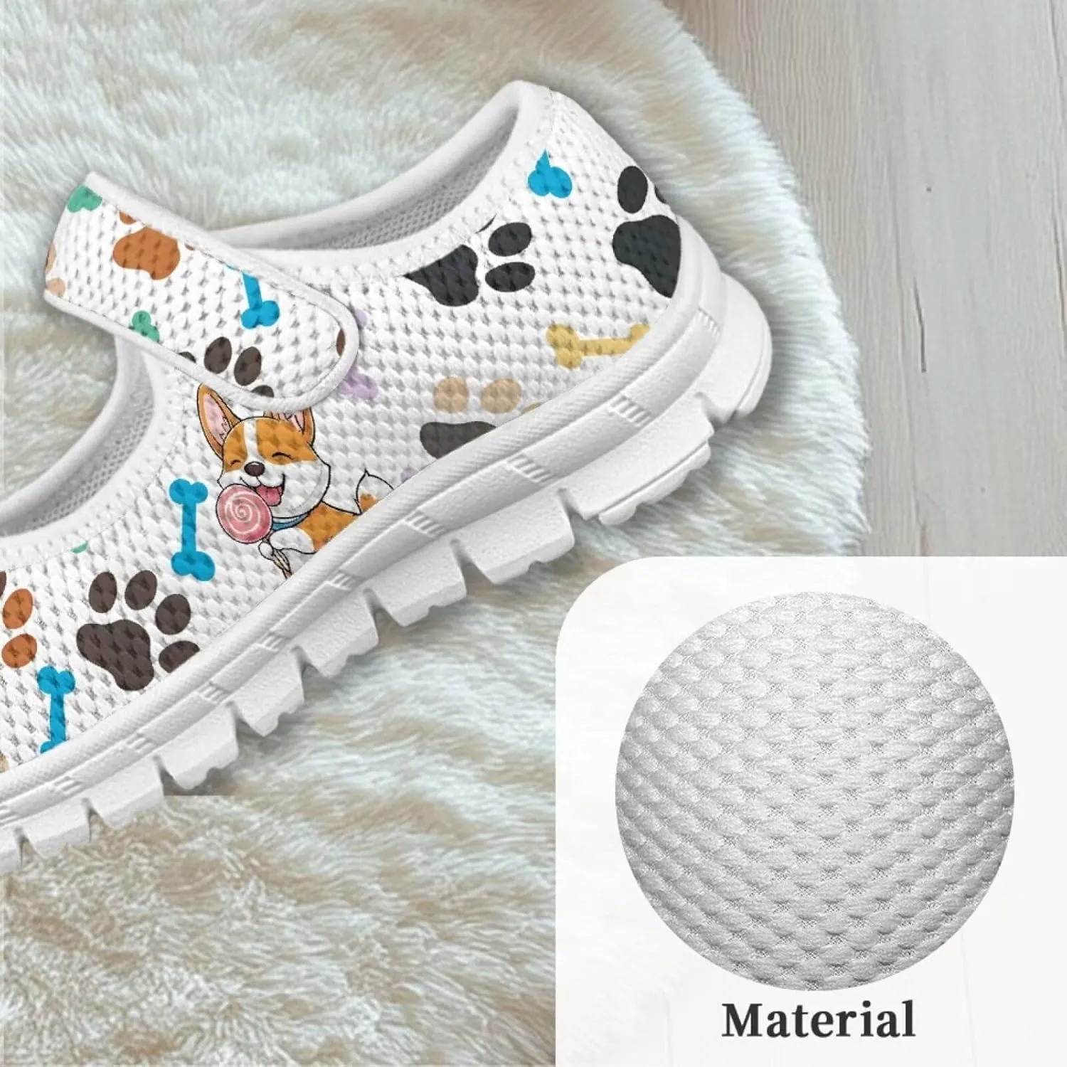 chaqlin Dog Girls Dress Shoes Mary Jane Running Athletic Shoes Lightweight Barefoot Flat Breathable Mesh for Outdoor Indoor