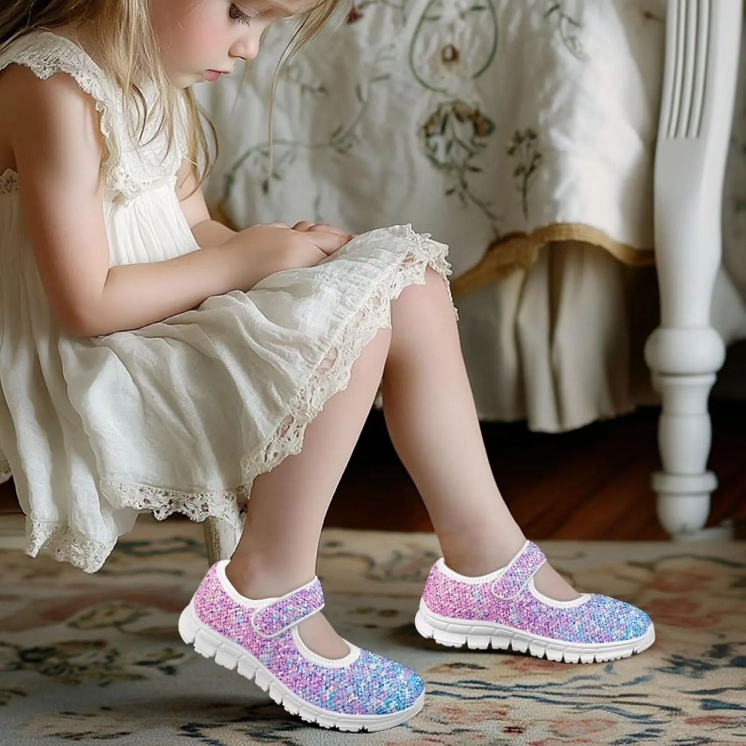 chaqlin Kids Casual Shoes Boys Girls Lightweight Running Walking Flat Mary Jane Shoes Breathable Non Slip Sports Sneakers for School
