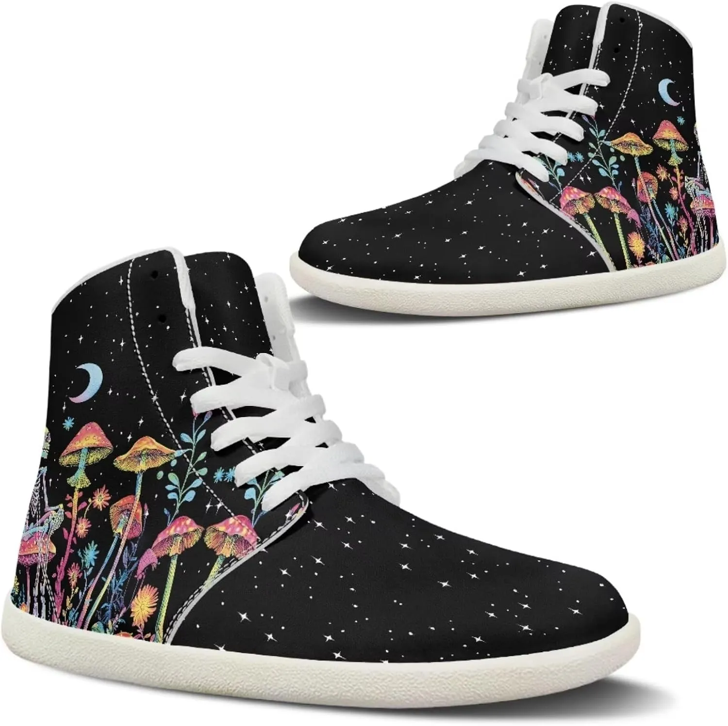 chaqlin Women/Men White High Top Shoes Leather Classic Laces Fashion Sneaker Anti Slip Wide Soft Toe Causal Walking Tennis Shoes