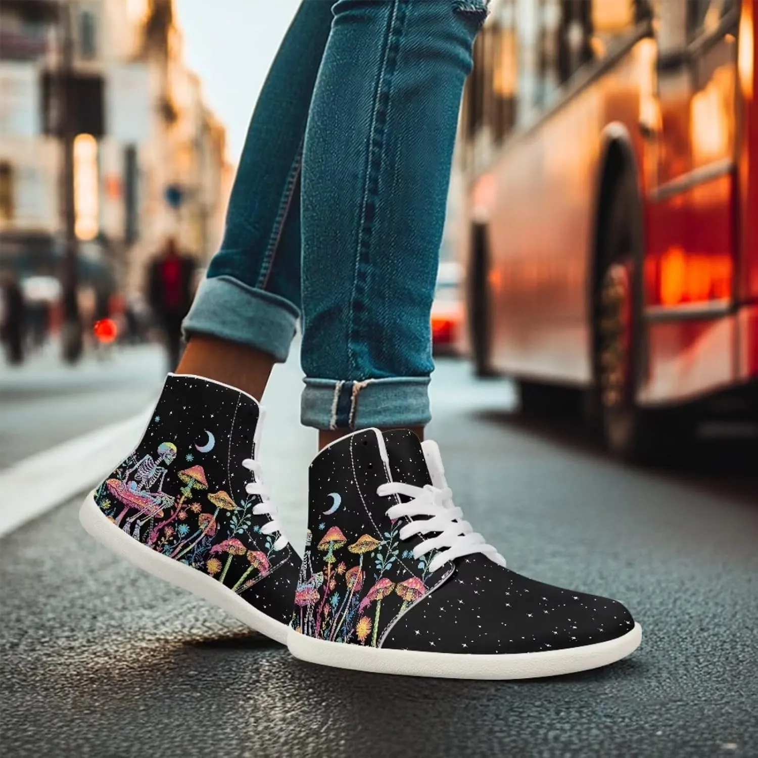 chaqlin Women/Men White High Top Shoes Leather Classic Laces Fashion Sneaker Anti Slip Wide Soft Toe Causal Walking Tennis Shoes