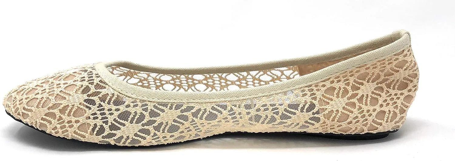 Charles Albert Women's Breathable Crochet Lace Ballet Flat