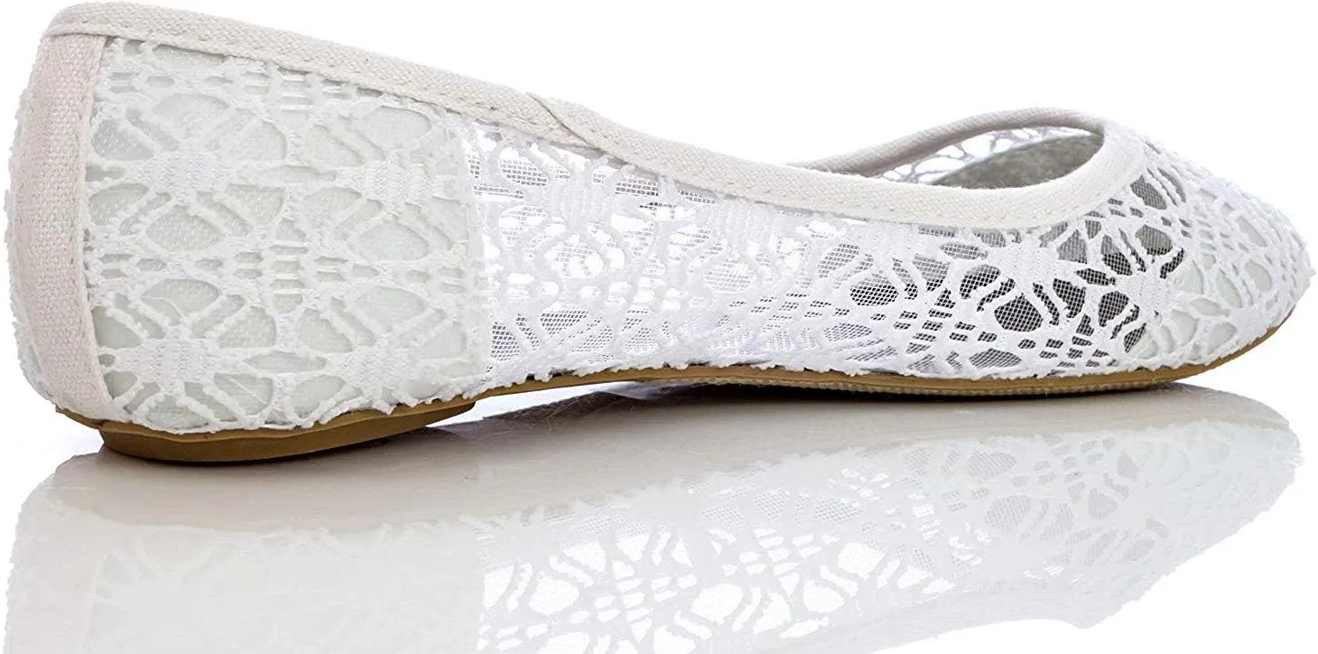 Charles Albert Women's Breathable Crochet Lace Ballet Flat