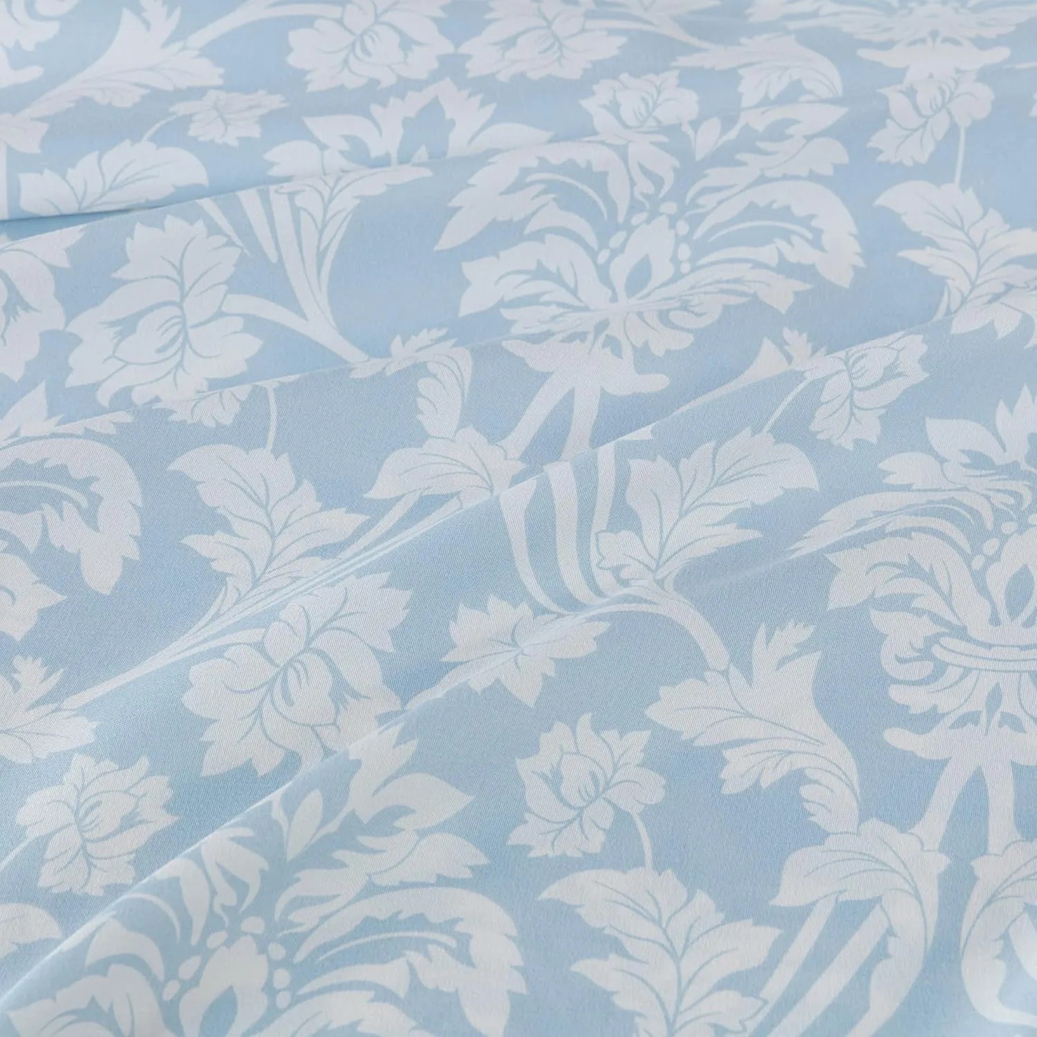 Chezmoi Collection 4-Piece Ivy Floral Medallion Bed Sheet Set, Full Size - Blue/White Floral Printed Microfiber Soft Breathable Deep Pocket Sheets and Pillowcases Set