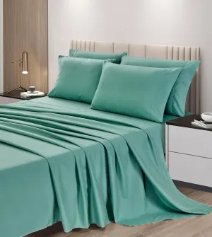 Chezmoi Collection 6-Piece Granite Green Sheet Set California King - Extra Soft Breathable Brushed Microfiber Bed Sheets with 15" Deep Pocket & 4 Pillowcases