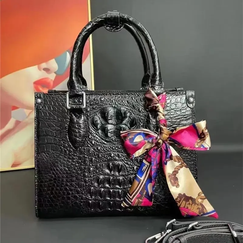 Chic Lady White Purse Authentic Real Alligator Skin Women Small Totes Handbag Genuine Crocodile Leather Female Shoulder Bag