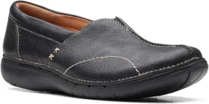 Clarks Women's Un Loop Stride Slip On Black Leather 8.5 W