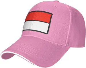 Classic Sandwich Baseball Cap-Indonesia Flag Flat Pattern Adjustable Unisex Sports Hat for Running Outdoor Four Seasons Comfo