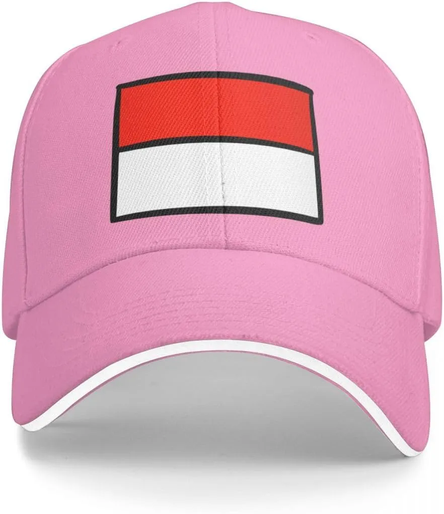 Classic Sandwich Baseball Cap-Indonesia Flag Flat Pattern Adjustable Unisex Sports Hat for Running Outdoor Four Seasons Comfo