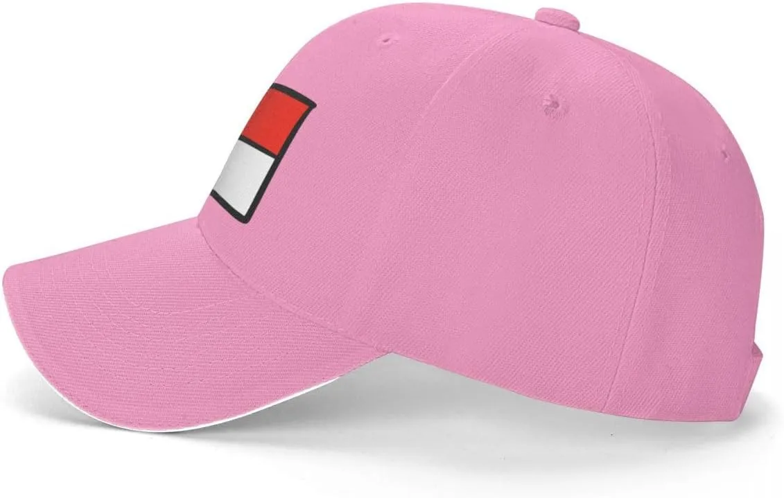 Classic Sandwich Baseball Cap-Indonesia Flag Flat Pattern Adjustable Unisex Sports Hat for Running Outdoor Four Seasons Comfo