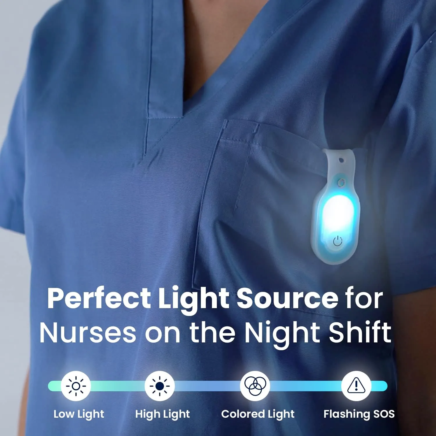 Clipglow Nurse Light Clip On Nursing Night Shift Light, Bright, Lightweight Magnetic, Portable, USB Rechargeable Flashlight for Badge, 8-10 Hours Battery|4 Light Settings 10-25 Lumens Nurse Gift|White