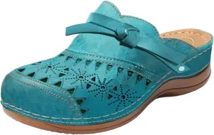 Clogs for Women 2025 Summer Comfortable Wedge Sandals Breathable Hollow Out Closed Toe Slip On Slippers Beach Arch Support Outdoor Slippers Round Platform Shoes