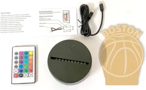 CLORURBANLIVE 3D Basketball Boston Night Light 3D Illusion Lamp for Boys Gift 16 Changing Color Remote Control Kids Room Ball Decor Lighting (Boston Multicoloured)