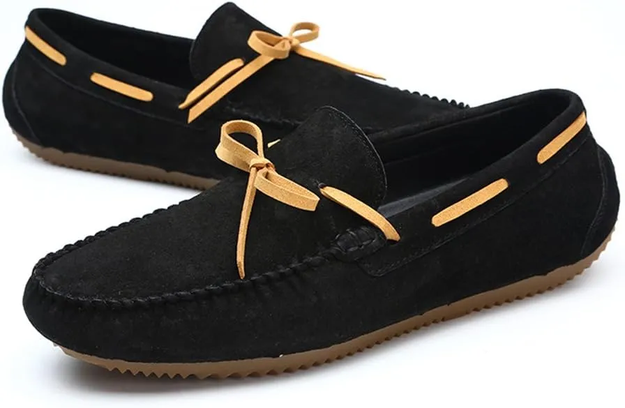 Comodish Men's Drive Loafers for Casual Leather Frosted with Breathable Flat Soles Boat Moccasins