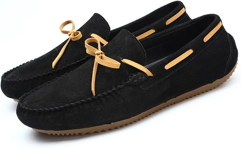 Comodish Men's Drive Loafers for Casual Leather Frosted with Breathable Flat Soles Boat Moccasins