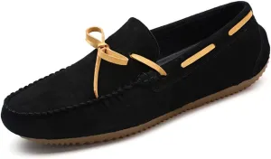 Comodish Men's Drive Loafers for Casual Leather Frosted with Breathable Flat Soles Boat Moccasins
