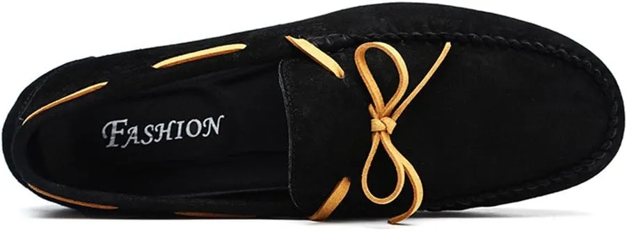 Comodish Men's Drive Loafers for Casual Leather Frosted with Breathable Flat Soles Boat Moccasins