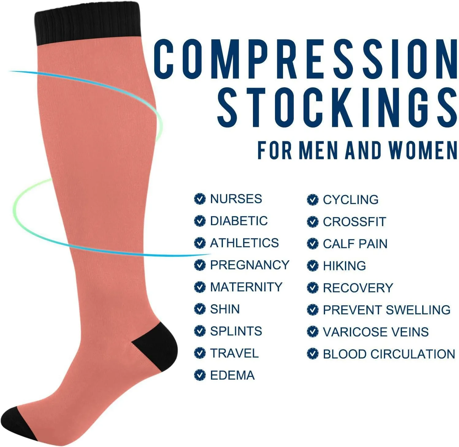 Compression Socks for Women Athletic Sport Knee High Socks Girl Long Boot Tights Running Baseball Stockings