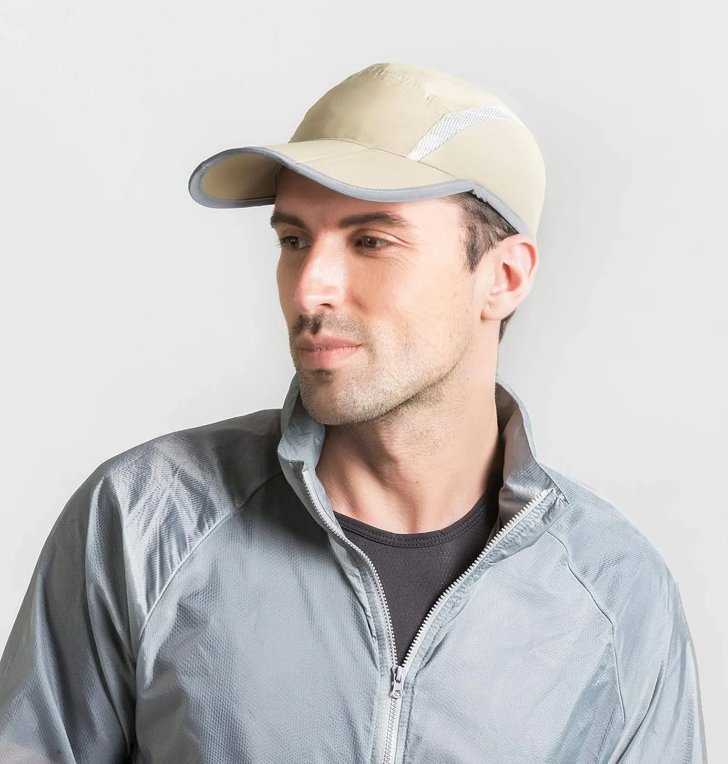 Connectyle Foldable Mesh Sports Cap with Reflective Stripe Breathable Sun Runner Cap