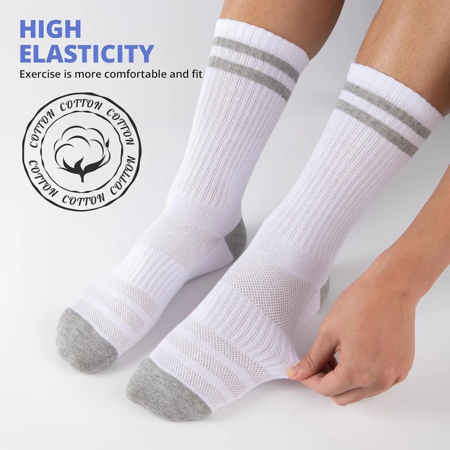 COOVAN 6 Pairs Mens Crew Socks Work Athletic Running Thin Socks Casual Breathable Performance Boot Lightweight Socks for Men