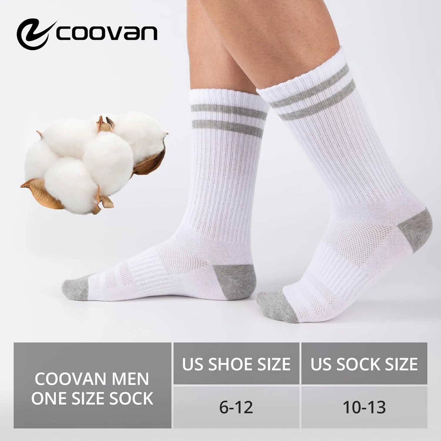 COOVAN 6 Pairs Mens Crew Socks Work Athletic Running Thin Socks Casual Breathable Performance Boot Lightweight Socks for Men