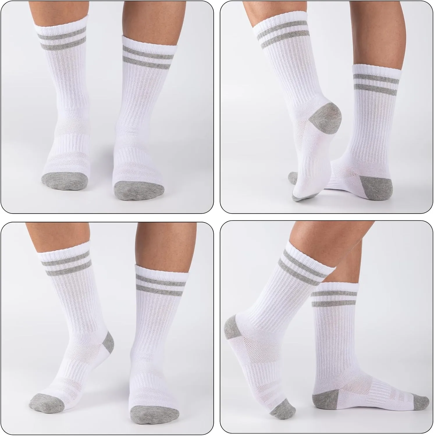 COOVAN 6 Pairs Mens Crew Socks Work Athletic Running Thin Socks Casual Breathable Performance Boot Lightweight Socks for Men