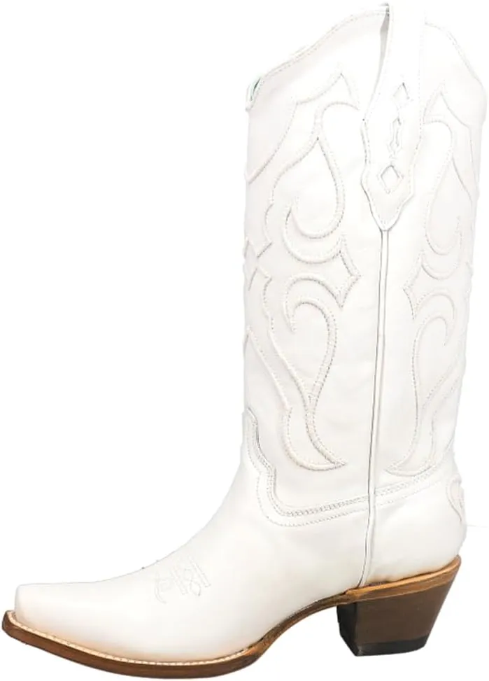 CORRAL LADIE'S WHITE EMBROIDERY, SNIP TOE, LEATHER SOLE, WESTERN, Z5046