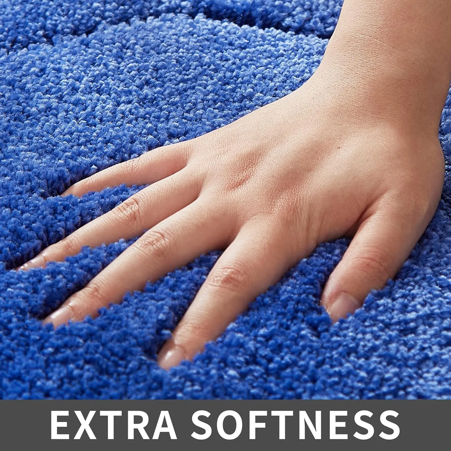 COSY HOMEER Extra Thick Bath Rugs for Bathroom - Anti-Slip Bath Linen Sets Mats Soft Plush 100% Strong Polyester Mat Living Room Bedroom Floor Water Absorbent(Blue,17x27 - Inches)