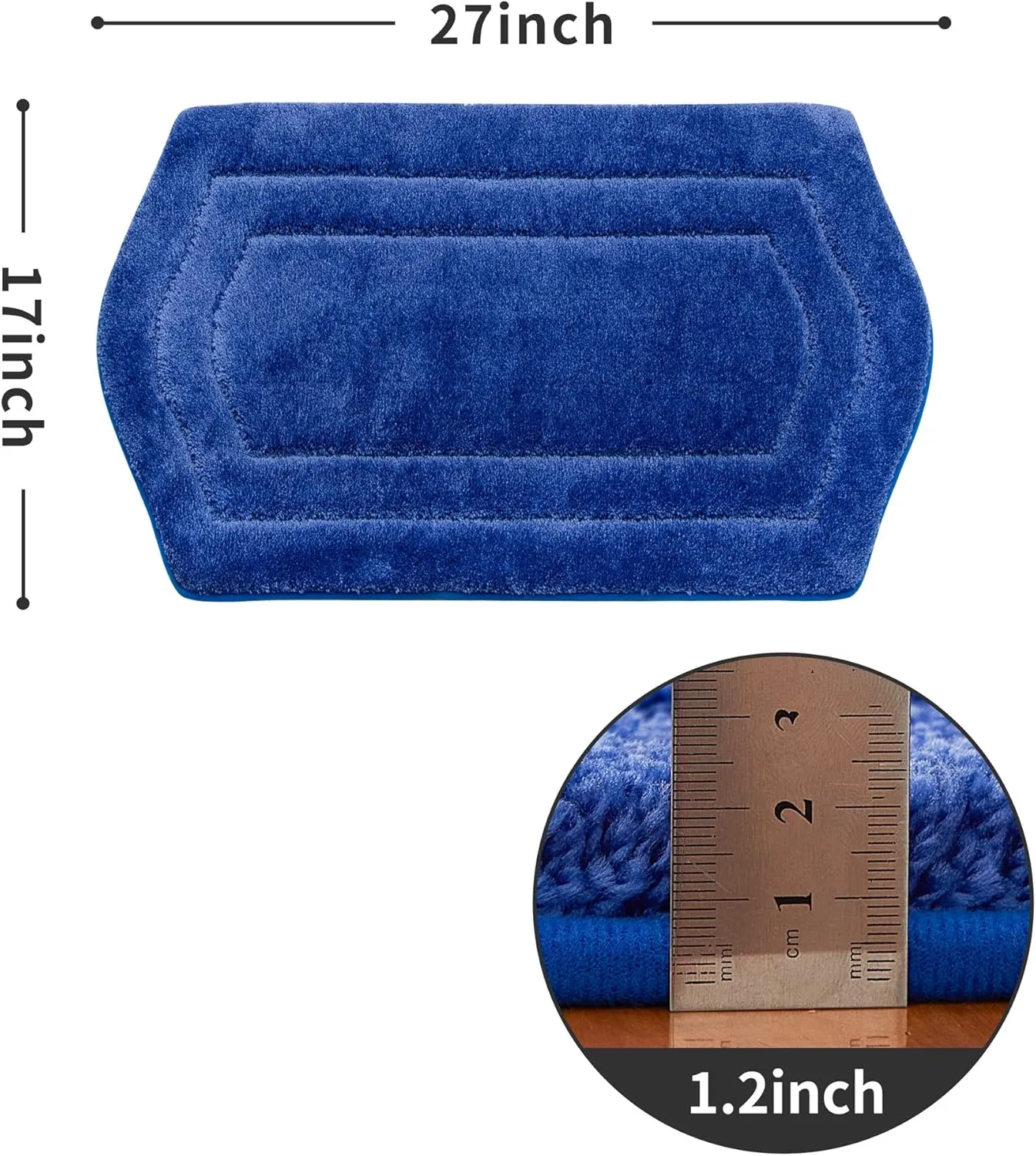 COSY HOMEER Extra Thick Bath Rugs for Bathroom - Anti-Slip Bath Linen Sets Mats Soft Plush 100% Strong Polyester Mat Living Room Bedroom Floor Water Absorbent(Blue,17x27 - Inches)